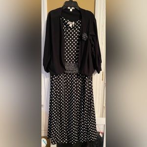 Woman Black & White Polka Dot Dress with Jacket size 20 DressBarn